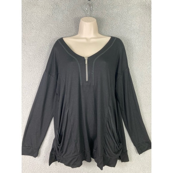 Cable & Gauge Black Blouse Viscose‎ Spandex Long Sleeve Women's L Soft & Drapey - Picture 7 of 11